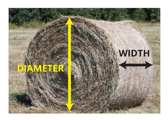 measuring a round hay bale diameter